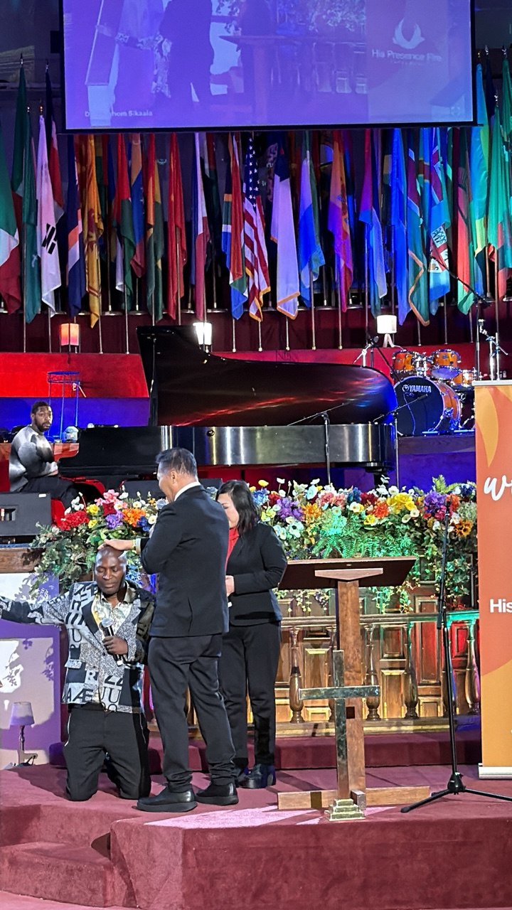 J AARON K DAVID praying over Pastor Dr. Gershom Sikaala