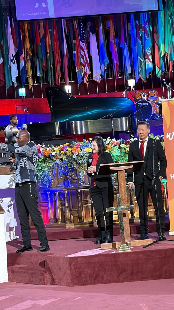 SHEKINAIH SIEW SIN YAP and J AARON K DAVID sharing the pulpit with Dr. Gershom Sikaala