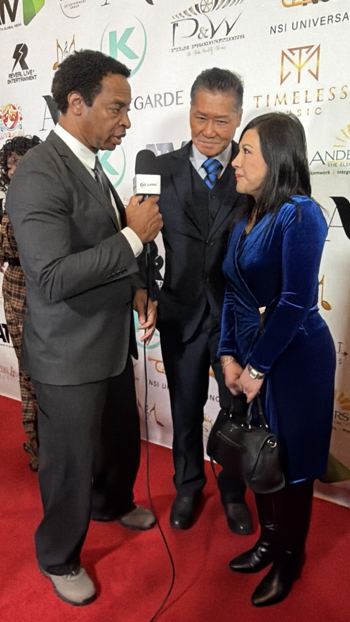 SHEKINAIH SIEW SIN YAP and J AARON K DAVID — red carpet media interview, Los Angeles 2025