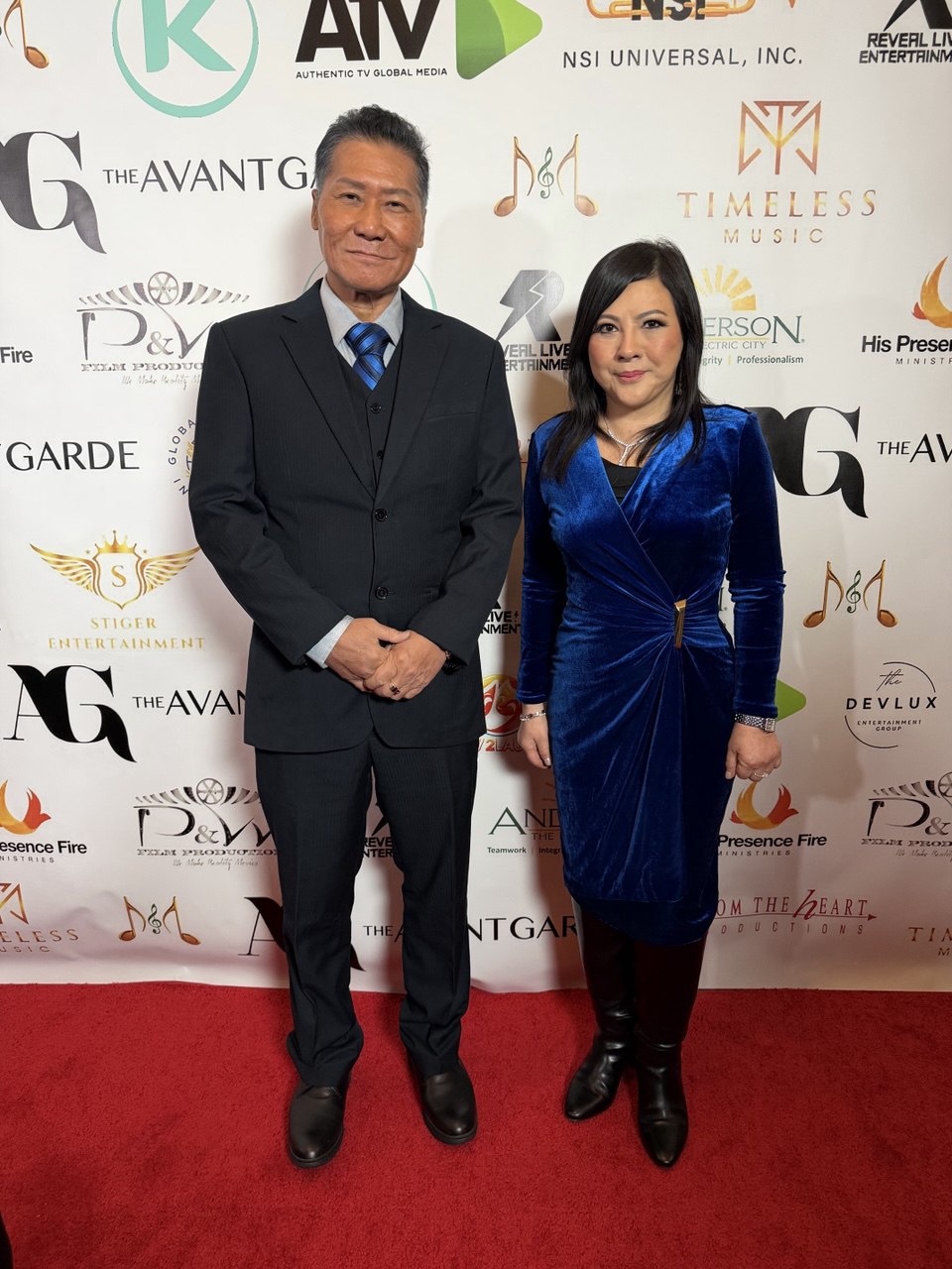 SHEKINAIH SIEW SIN YAP and J AARON K DAVID on the Hollywood Walk of Fame red carpet, Los Angeles