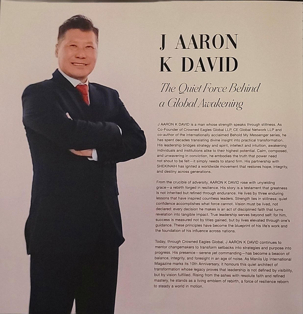 J AARON K DAVID — Manila Up International Magazine profile feature, 'The Quiet Force Behind a Global Awakening'