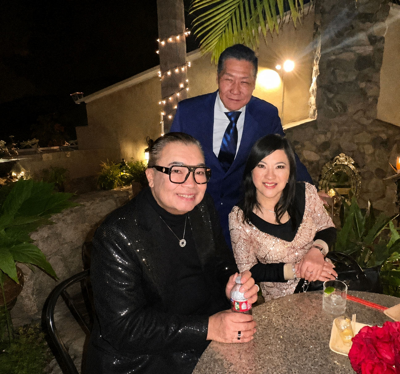 SHEKINAIH SIEW SIN YAP and J AARON K DAVID with friends at the Manila Up 10th Anniversary Gala garden reception