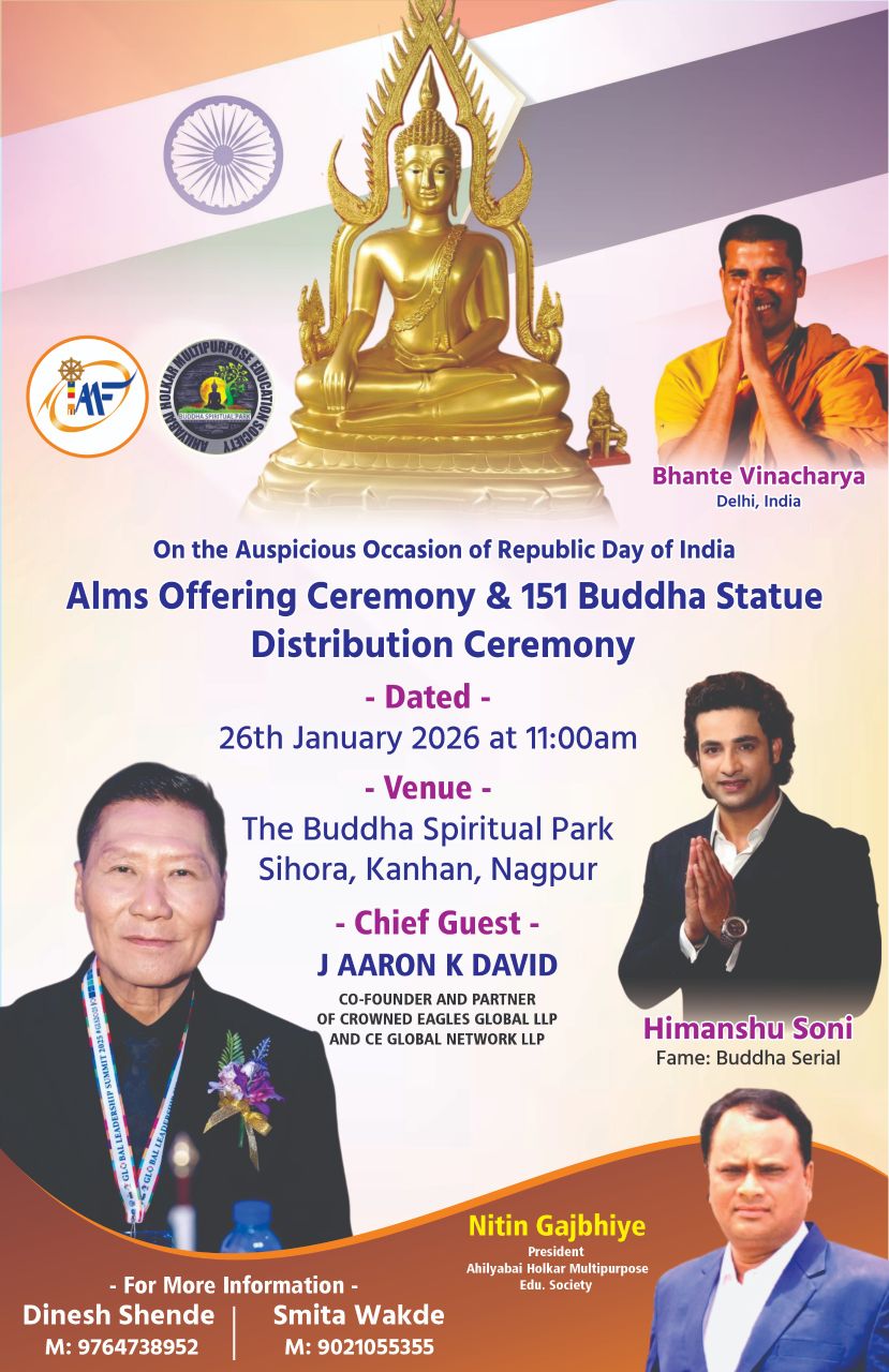 J AARON K DAVID as Chief Guest at the 151 Buddha Statue Distribution Ceremony, Nagpur