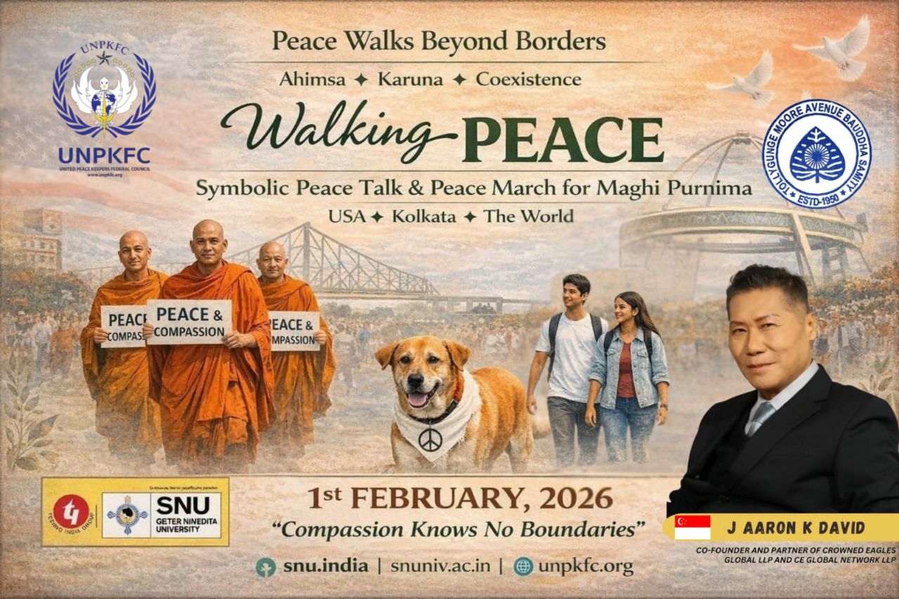 Walking-PEACE event poster featuring J AARON K DAVID, Kolkata