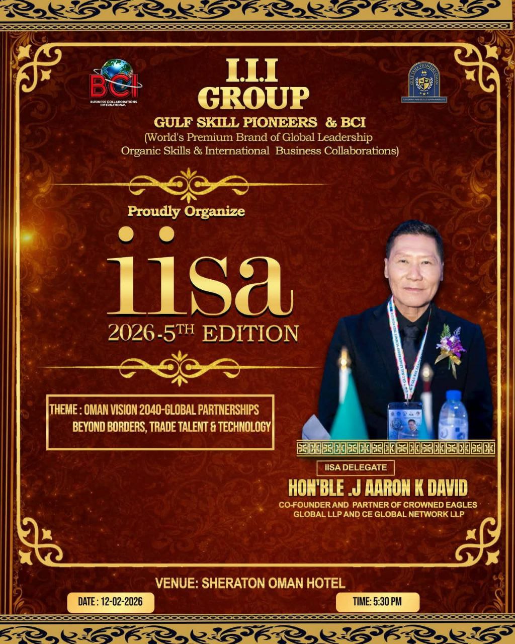 J AARON K DAVID — IISA 2026 Delegate, 5th Edition, Sheraton Oman Hotel