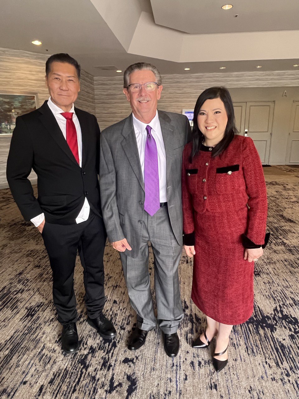 SHEKINAIH SIEW SIN YAP and J AARON K DAVID with international leader · Mega Success 2025 · Los Angeles